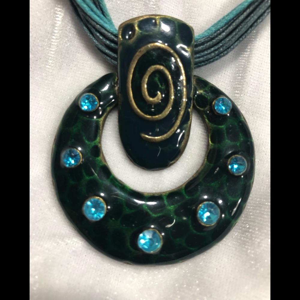 Necklace. Enamel and Rhinestone, Corded